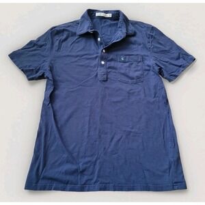 Criquet Polo Shirt Mens Blue Organic Cotton Pullover Casual Preppy Golf Sz Large
